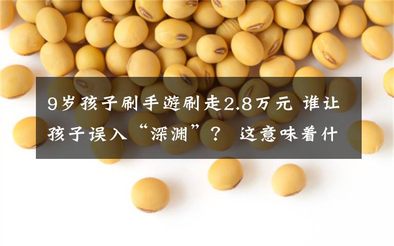 9岁孩子刷手游刷走2.8万元 谁让孩子误入“深渊”? 这意味着什么?