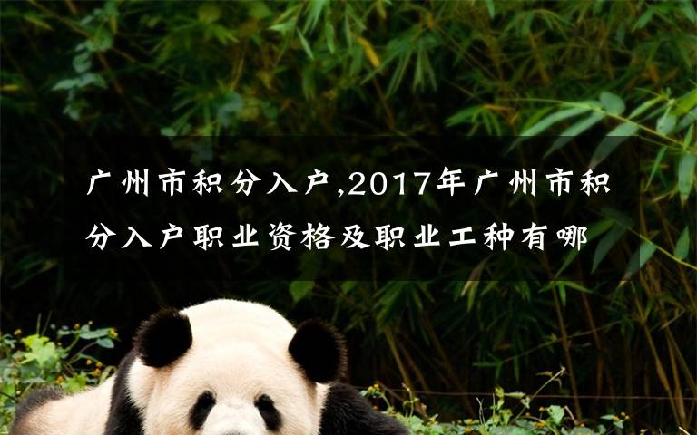 广州市积分入户,2017年广州市积分入户职业资格及职业工种有哪些?