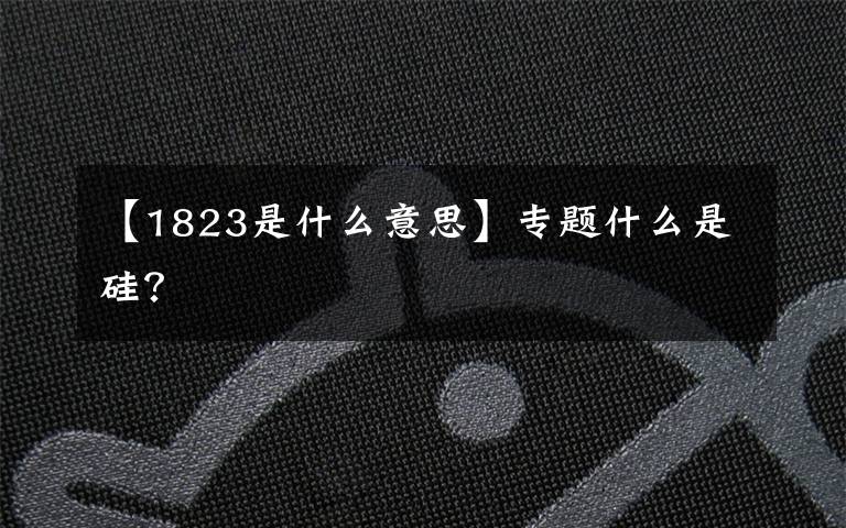 【1823是什么意思】专题什么是硅?