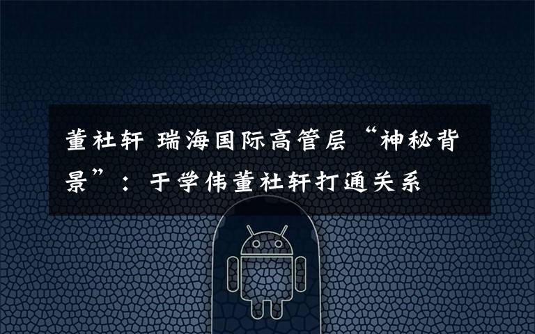 董社轩 瑞海国际高管层“神秘背景”：于学伟董社轩打通关系