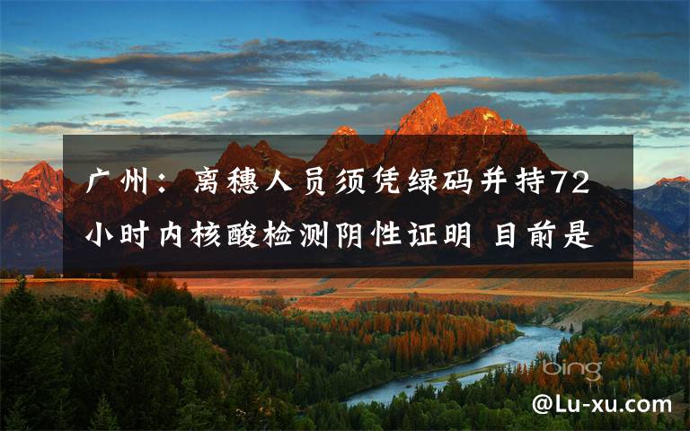 广州：离穗人员须凭绿码并持72小时内核酸检测阴性证明 目前是什么情况？