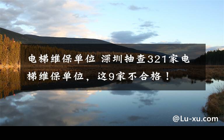 电梯维保单位 深圳抽查321家电梯维保单位,这9家不合格!