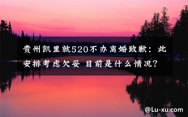 贵州凯里就520不办离婚致歉:此安排考虑欠妥 目前是什么情况?