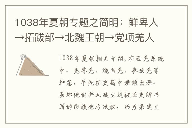 1038年夏朝专题之简明:鲜卑人→拓跋部→北魏王朝→党项羌人→羌人/白马人