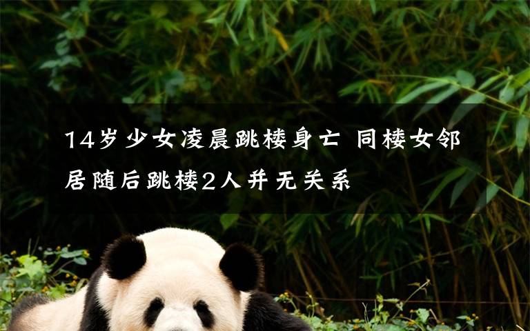 14岁少女凌晨跳楼身亡 同楼女邻居随后跳楼2人并无关系