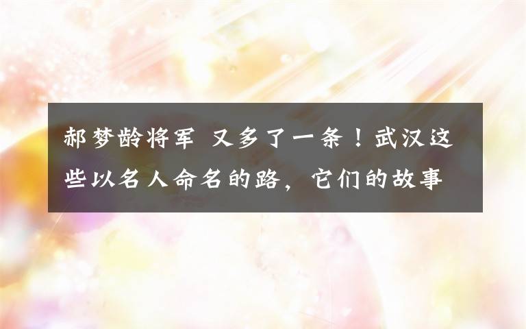 郝梦龄将军 又多了一条!武汉这些以名人命名的路,它们的故事你知道几个?