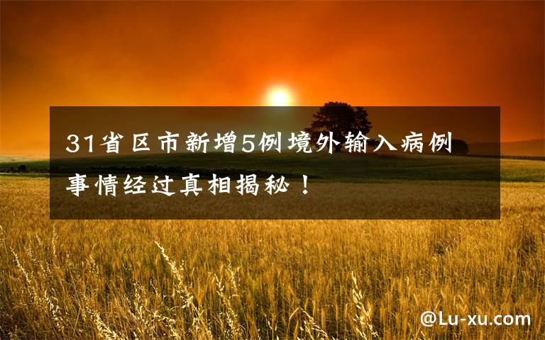 31省区市新增5例境外输入病例 事情经过真相揭秘!