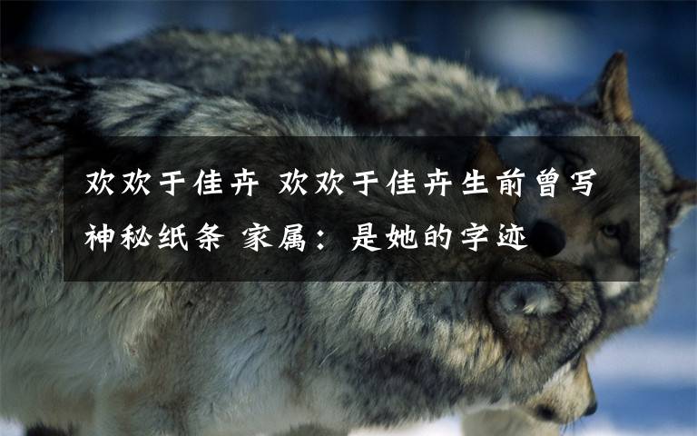 欢欢于佳卉 欢欢于佳卉生前曾写神秘纸条 家属:是她的字迹