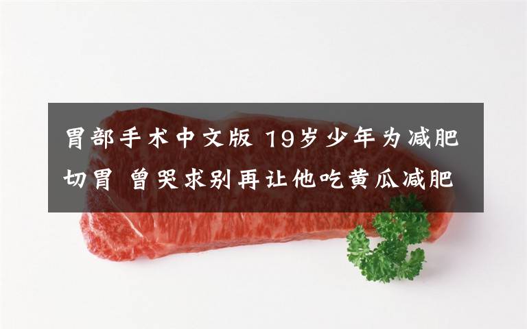 胃部手术中文版 19岁少年为减肥切胃 曾哭求别再让他吃黄瓜减肥