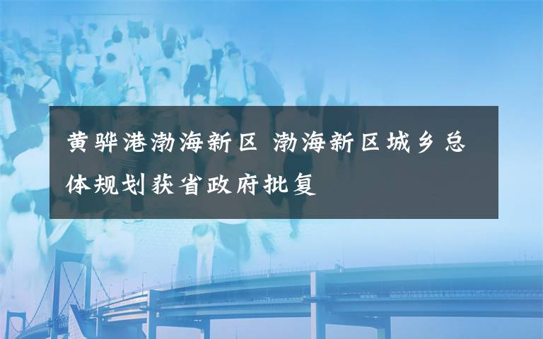 黄骅港渤海新区 渤海新区城乡总体规划获省政府批复
