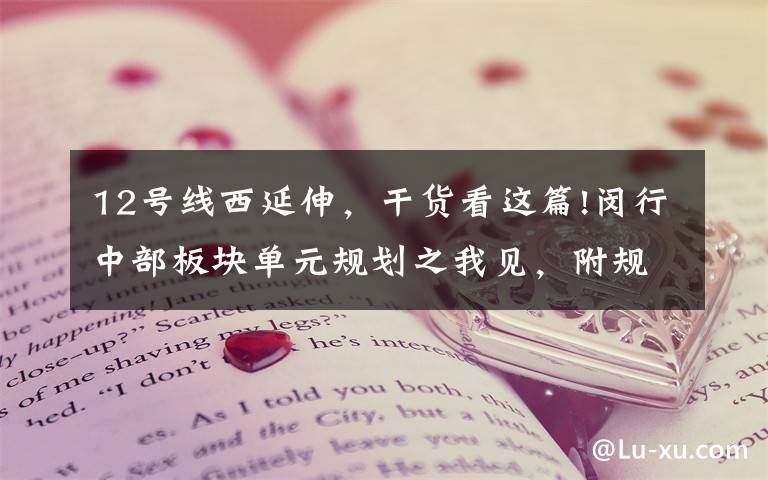 12号线西延伸,干货看这篇!闵行中部板块单元规划之我见,附规划图件