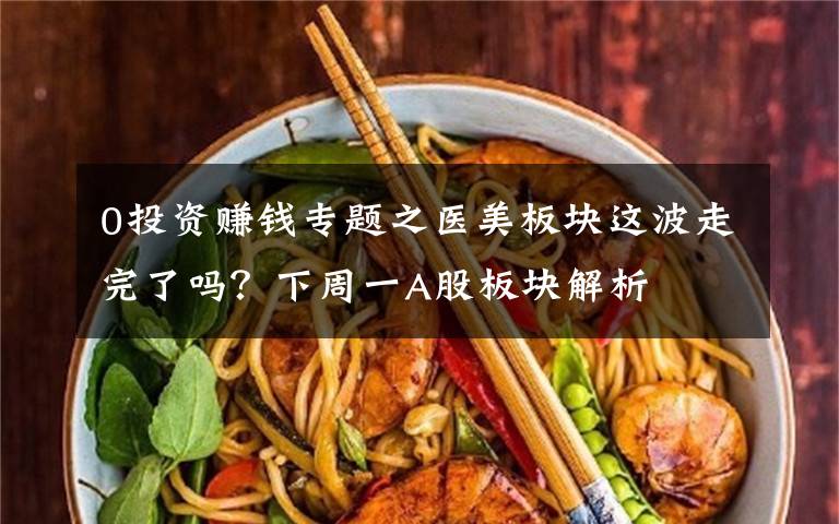 0投资赚钱专题之医美板块这波走完了吗?下周一A股板块解析