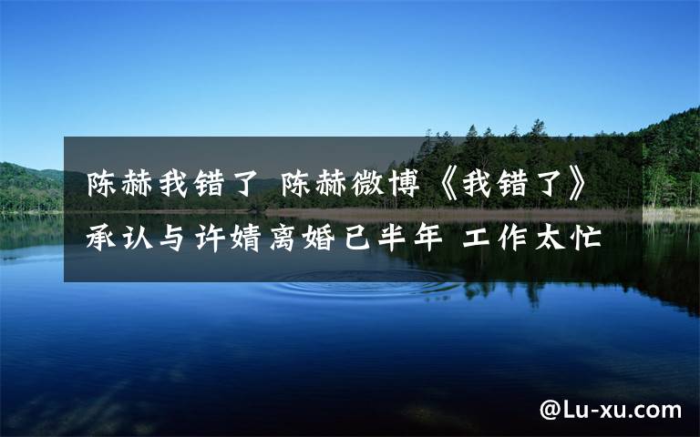 陈赫我错了 陈赫微博《我错了》承认与许婧离婚已半年 工作太忙成主因