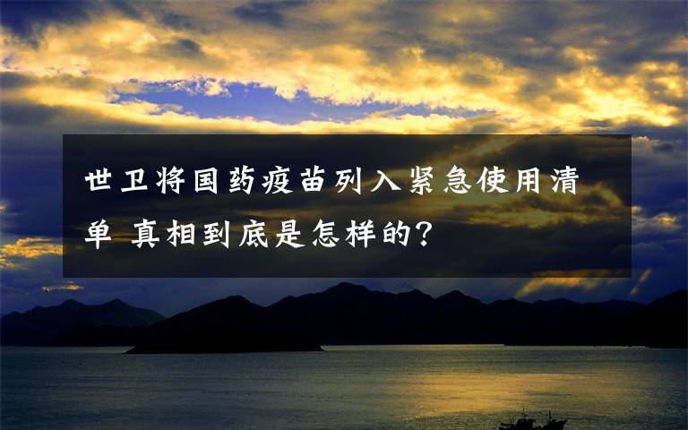 世卫将国药疫苗列入紧急使用清单 真相到底是怎样的?