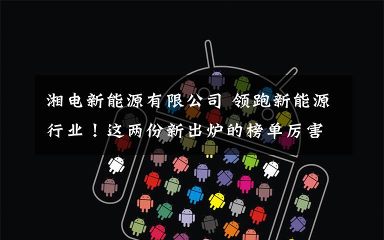 湘电新能源有限公司 领跑新能源行业!这两份新出炉的榜单厉害了