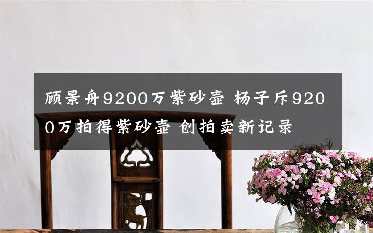 顾景舟9200万紫砂壶 杨子斥9200万拍得紫砂壶 创拍卖新记录