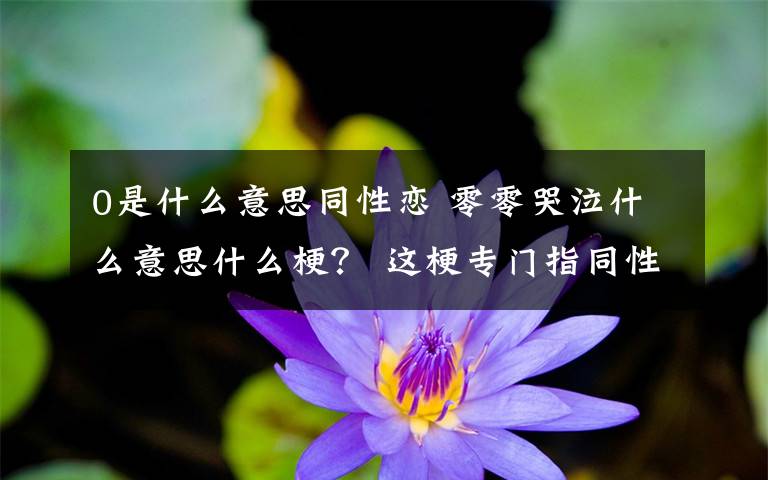 0是什么意思同性恋 零零哭泣什么意思什么梗？ 这梗专门指同性恋中……