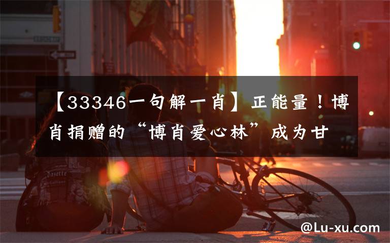 【33346一句解一肖】正能量!博肖捐赠的“博肖爱心林”成为甘肃省教育基地的一部分
