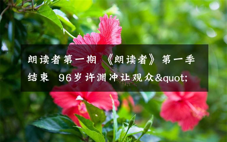 朗读者第一期 《朗读者》第一季结束  96岁许渊冲让观众"遇见"语言之美