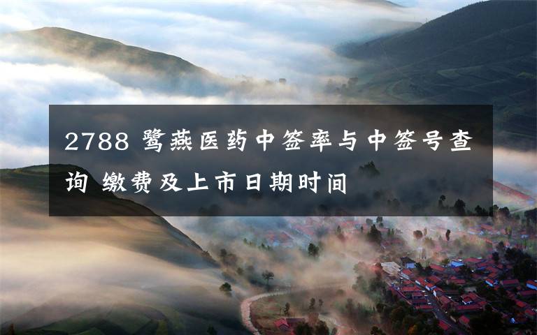 2788 鹭燕医药中签率与中签号查询 缴费及上市日期时间