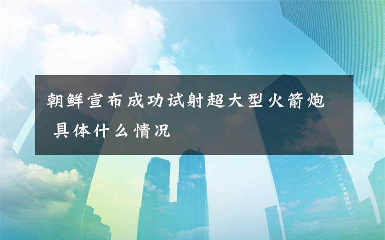 朝鲜宣布成功试射超大型火箭炮 具体什么情况