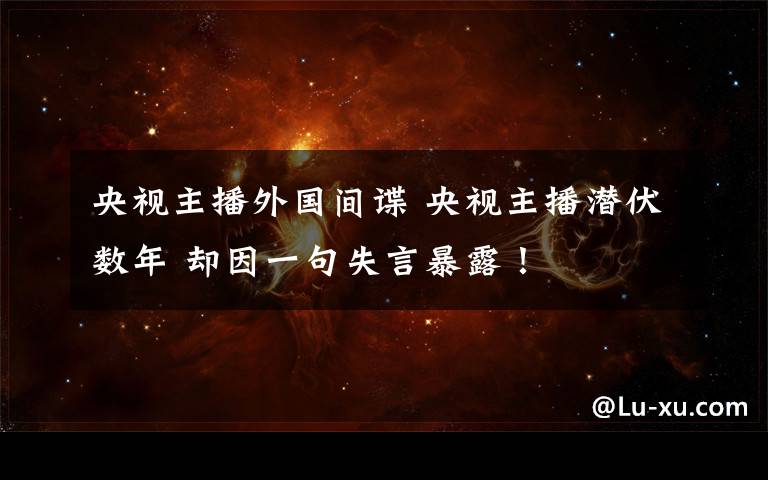 央视主播外国间谍 央视主播潜伏数年 却因一句失言暴露!