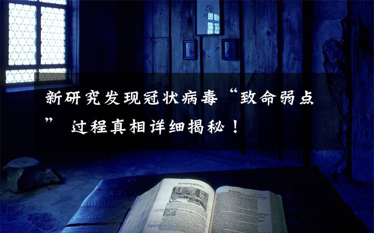 新研究发现冠状病毒“致命弱点” 过程真相详细揭秘!