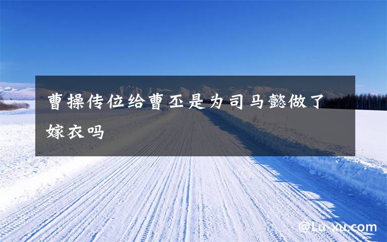 曹操传位给曹丕是为司马懿做了嫁衣吗