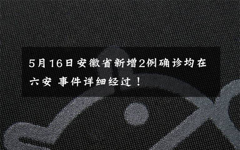 5月16日安徽省新增2例确诊均在六安 事件详细经过！