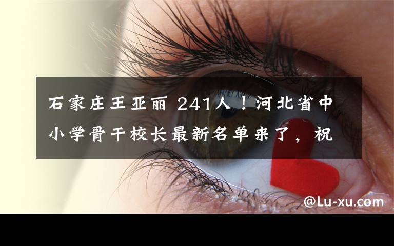石家庄王亚丽 241人!河北省中小学骨干校长最新名单来了,祝贺!