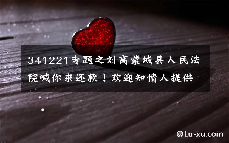 341221专题之刘高蒙城县人民法院喊你来还款！欢迎知情人提供这名老赖的相关线索