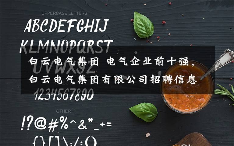 白云电气集团 电气企业前十强,白云电气集团有限公司招聘信息