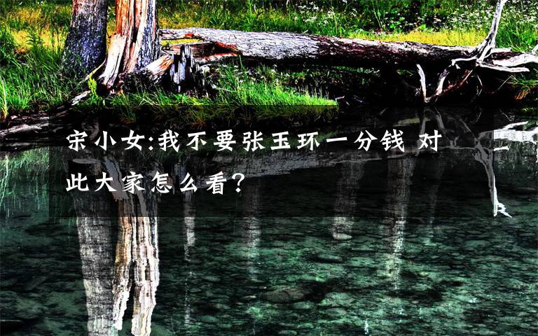 宋小女:我不要张玉环一分钱 对此大家怎么看?