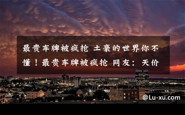 最贵车牌被疯抢 土豪的世界你不懂!最贵车牌被疯抢 网友:天价买车牌值吗