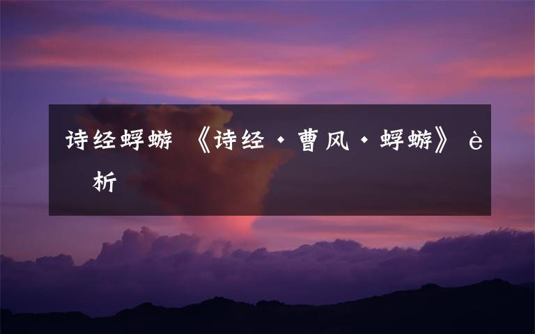 诗经蜉蝣 《诗经·曹风·蜉蝣》赏析