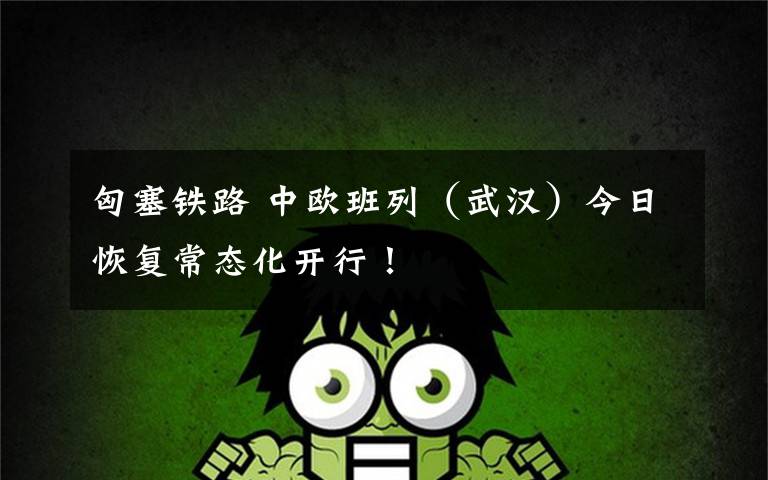 匈塞铁路 中欧班列(武汉)今日恢复常态化开行!