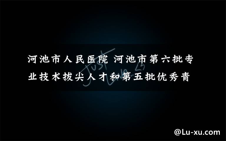 河池市人民医院 河池市第六批专业技术拔尖人才和第五批优秀青年专业技术人才人选公示