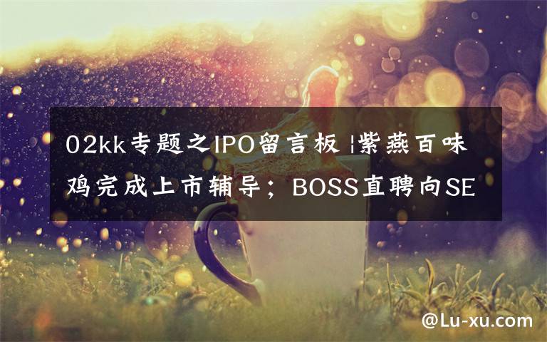 02kk专题之IPO留言板 |紫燕百味鸡完成上市辅导;BOSS直聘向SEC更新了招股书;FF已基本完成SPAC上市合并