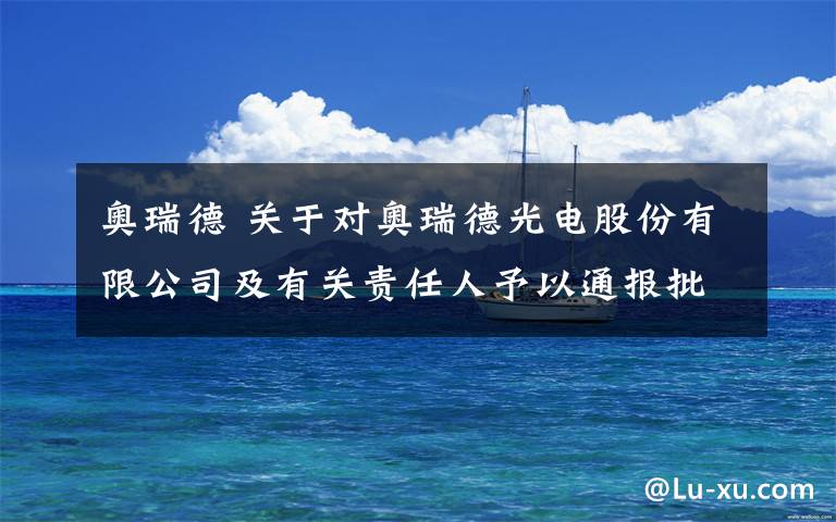 奥瑞德 关于对奥瑞德光电股份有限公司及有关责任人予以通报批评的决定