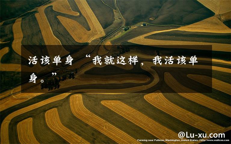 活该单身 “我就这样,我活该单身。”