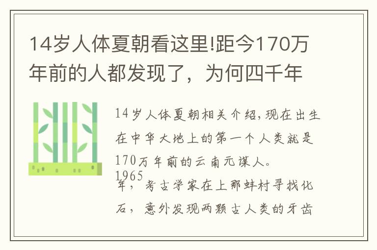 14岁人体夏朝看这里!距今170万年前的人都发现了,为何四千年前的夏朝,却始终找不到