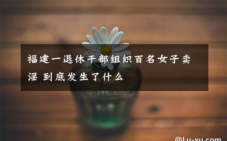 福建一退休干部组织百名女子卖淫 到底发生了什么