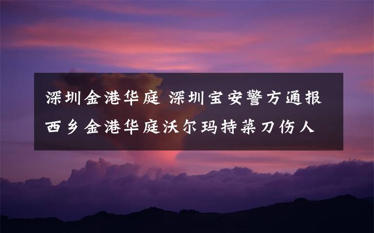 深圳金港华庭 深圳宝安警方通报西乡金港华庭沃尔玛持菜刀伤人案