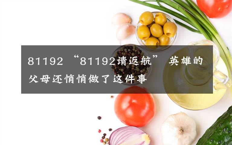 81192 “81192请返航” 英雄的父母还悄悄做了这件事