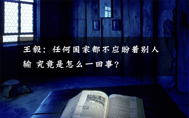 王毅:任何国家都不应盼着别人输 究竟是怎么一回事?