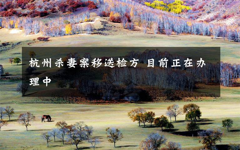 杭州杀妻案移送检方 目前正在办理中