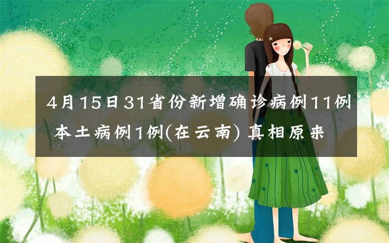 4月15日31省份新增确诊病例11例 本土病例1例(在云南) 真相原来是这样!