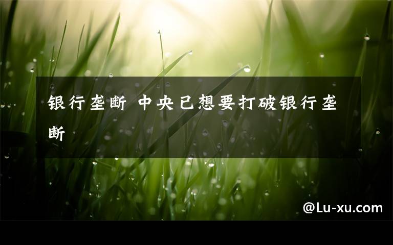 银行垄断 中央已想要打破银行垄断