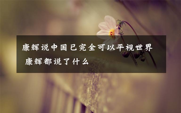 康辉说中国已完全可以平视世界 康辉都说了什么