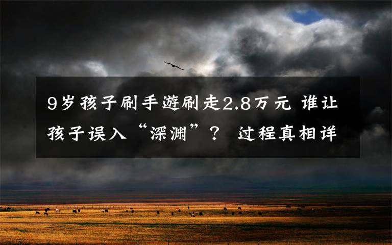 9岁孩子刷手游刷走2.8万元 谁让孩子误入“深渊”? 过程真相详细揭秘!